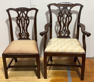 SET OF 10 SOLID MAHOGANY CHIPPENDALE CHAIRS