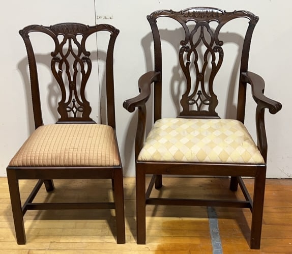 SET OF 10 SOLID MAHOGANY CHIPPENDALE CHAIRS (1 of 6)