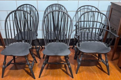 SET OF 6 HANDMADE WINDSOR CHAIRS BY SUE DICK
