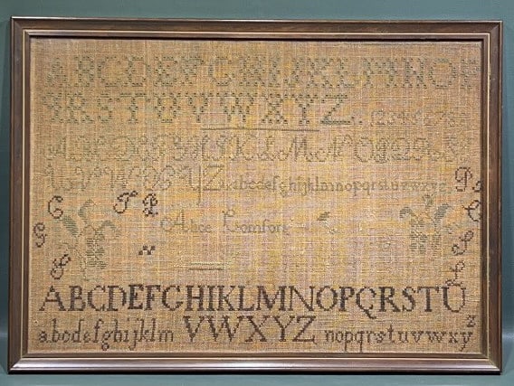 ANTIQUE FRAMED SAMPLER BY ALICE COMFORT (1 of 5)