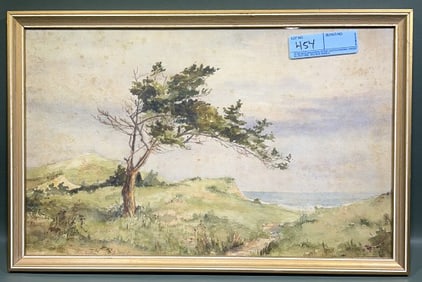 FRAMED WATERCOLOR OF A SHORE LINE