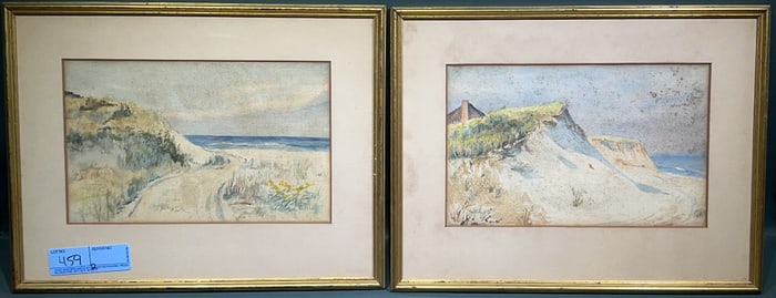 2 WATERCOLORS OF SAND DUNES SIGNED SHL