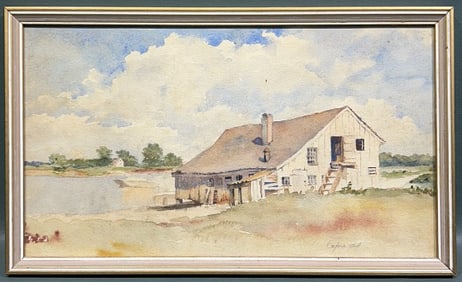 OXFORD, MD WATERCOLOR OF A BOAT HOUSE