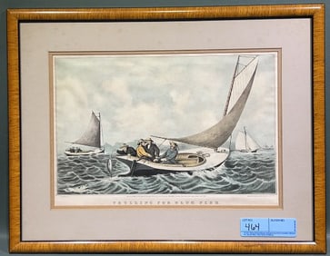 "TROLLING FOR BLUEFISH" CURRIER & IVES PRINT