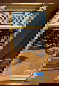 ANTIQUE GOLD GILT REVERSE PAINTED MIRROR