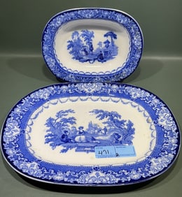 DOULTON BLUE TRANSFERWARE PLATTER & BOWL