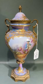 ANTIQUE FRENCH SEVRES PORCELAIN HAND PAINTED URN
