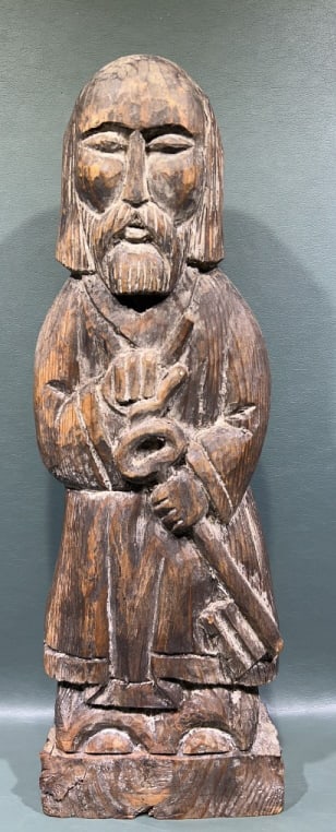 CARVED WOODEN SANTOS FIGURE: 17-1/2" TALL