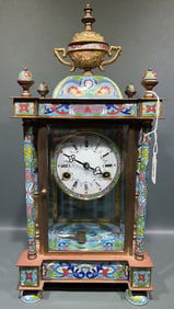 LARGE CHINESE CLOISONNE CARRIAGE CLOCK
