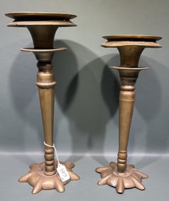 2 LARGE TRENCH ART CANDLESTICK / VASES
