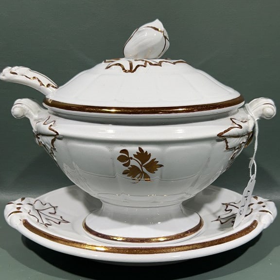 4 PIECE A. SHAW TEA LEAF IRONSTONE SAUCE TUREEN (1 of 8)