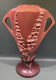LARGE ROSEVILLE PINK FOX GLOVE FLOOR VASE