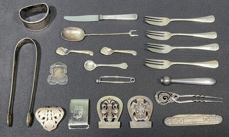 COLLECTION OF ENGLISH SILVER & 800 SILVER PIECES