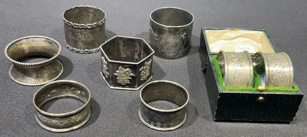 COLLECTION OF VARIOUS SILVER NAPKIN RINGS