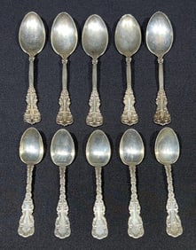 10 STERLING DEMITASSE SPOONS