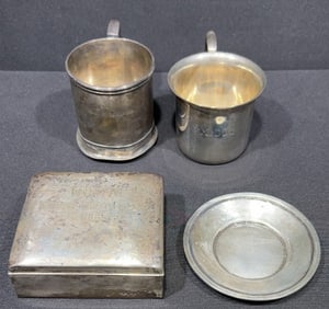 STERLING BOX & CUP LOT