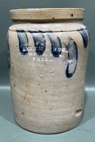 ALLEN & BROS PHIL., PA BLUE DECORATED STONEWARE
