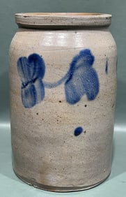 BLUE DECORATED STONEWARE CROCK
