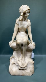 MARBLE FIGURE OF A YOUNG GIRL