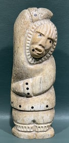 FINE INUIT BONE CARVING OF NATIVE FIGURE