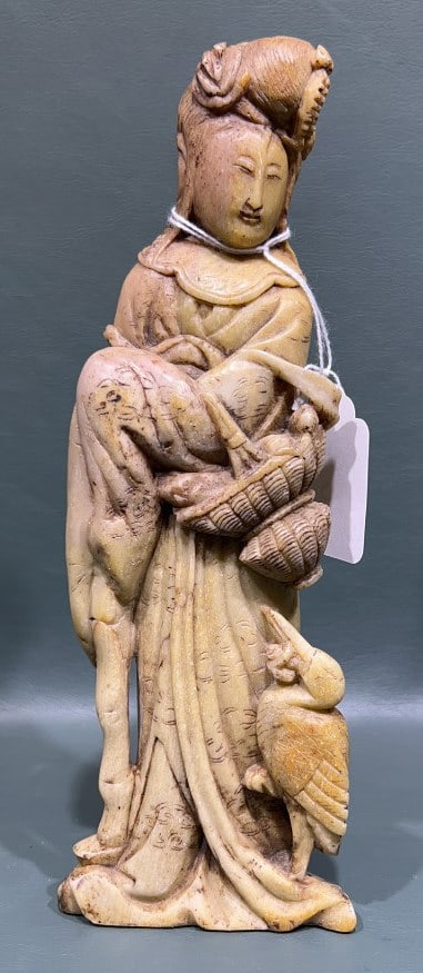 ANTIQUE CHINESE SOAPSTONE CARVING OF LAN CAIHE (1 of 6)
