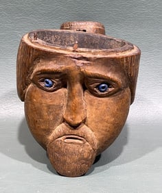 ANTIQUE WOODEN CARVED CIVIL WAR SOLDIER PIPE