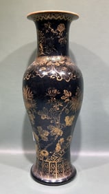 LG ANTIQUE CHINESE MIRROR BLACK PORCELAIN VASE