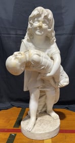 LARGE HEAVY FIGURE OF A CHILD HOLDING A BABY