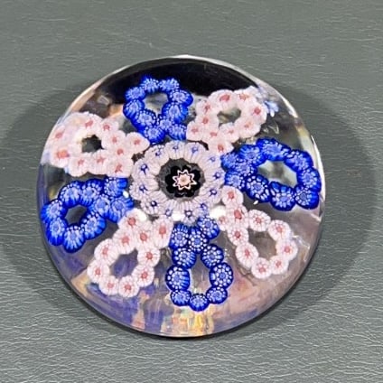 LARGE BACCARAT GLASS "GARLAND" PAPERWEIGHT: 3" X 2-1/8"