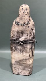 LARGE ZUNI CARVED STONE FETISH W/ TUQUOISE INLAY