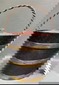 19C METAL & BRASS SEWING BASKET - BUCKET FORM