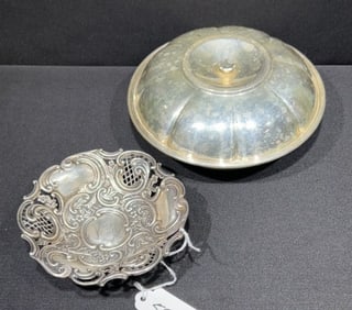 STERLING COVERED BOWL & ENGLISH SILVER MINT DISH