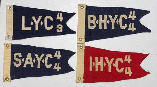 1-1943 & 3-1944 BURGEE RACING FLAGS