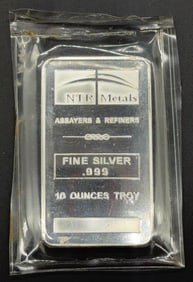 NTR METALS .999 FINE SILVER 10OZ BAR