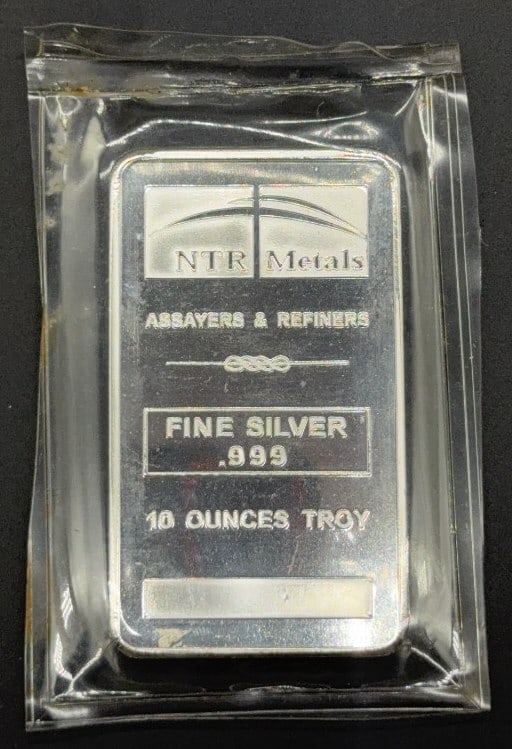 NTR METALS .999 FINE SILVER 10OZ BAR (1 of 2)