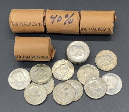 $50 FACE VALUE 40% SILVER HALF DOLLARS: ~