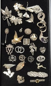 COLLECTION OF STERLING PINS