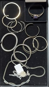 STERLING BANGLES, NECKLACE, & BRACELET