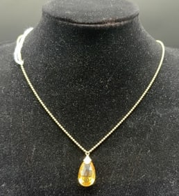 14KT GOLD NECKLACE W/YELLOW STONE