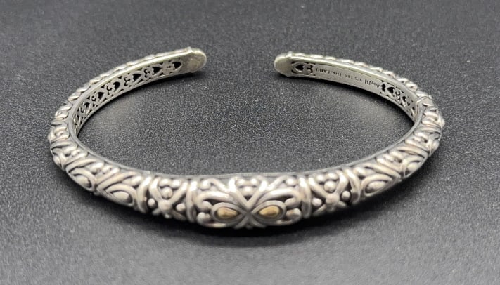 STERLING & 14KT GOLD BANGLE BRACELET (1 of 4)