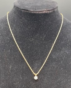 14KT GOLD CHAIN NECKLACE W/DIAMOND PENDANT