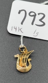 14KT YELLOW GOLD VIKING SHIP PENDANT