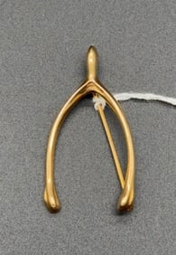 14KT YELLOW GOLD "WISHBONE" PIN
