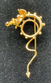 14KT YELLOW GOLD DRAGON PIN