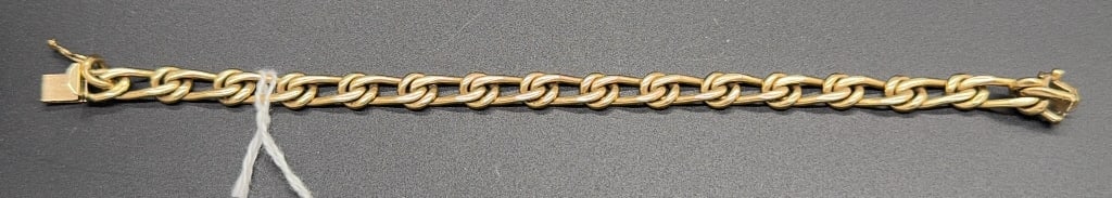 14KT YELLOW GOLD CHAIN BRACELET: 7 1/2" LONG ~ 22g