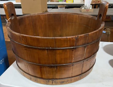 ANTIQUE WOODEN FIRKIN BUCKET / WASH TUB