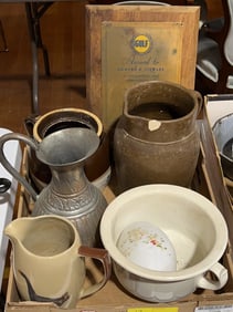 COLLECTION OF POTTERY PITCHERS & EASTER EGG LOT