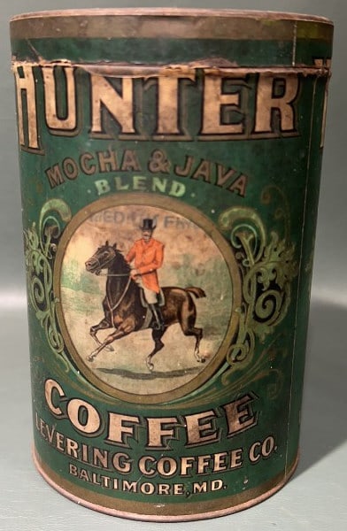 HUNTER COFFEE ADVERTISING TIN ~ BALTIMORE MD: 6" X 4"