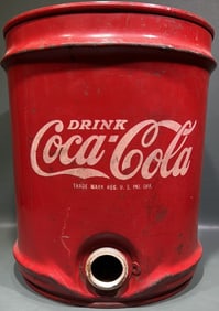 COCA COLA METAL ADVERTISING SYRUP KEG/DISPENSER