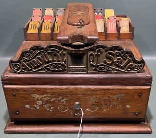 ANTIQUE OAK MONITOR BARBER SHOP CASH REGISTER